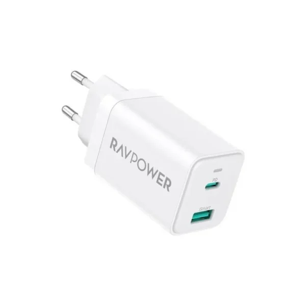 شاحن حائط RAVPower - RP-PC171 بمنفذ شحن مزدوج USB-C + USB